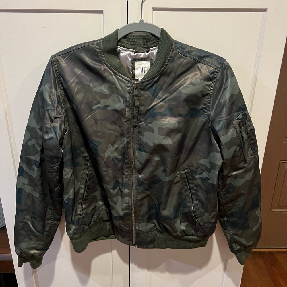 Gap Satin camo bomber jacket